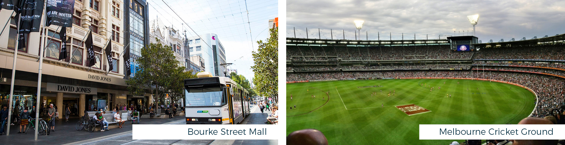 Bourke Street Mall Melbourne Cricket Ground