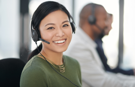 Smiling Corporate Travel Management call centre operator